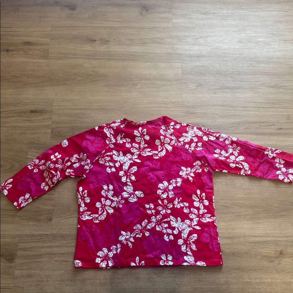 David Brooks Red Floral Long Sleeve Tee - Picture 5 of 5